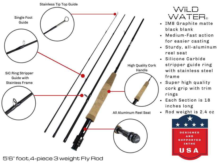 5 ft 6 in, 3 wt, 4-piece Wild Country Rod | Wild Water Fly Fishing
