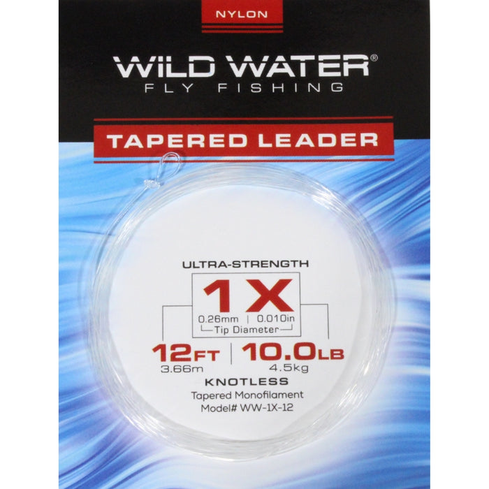 12' Tapered Nylon Monofilament Leader 1X, 6 Pack | Wild Water Fly Fishing