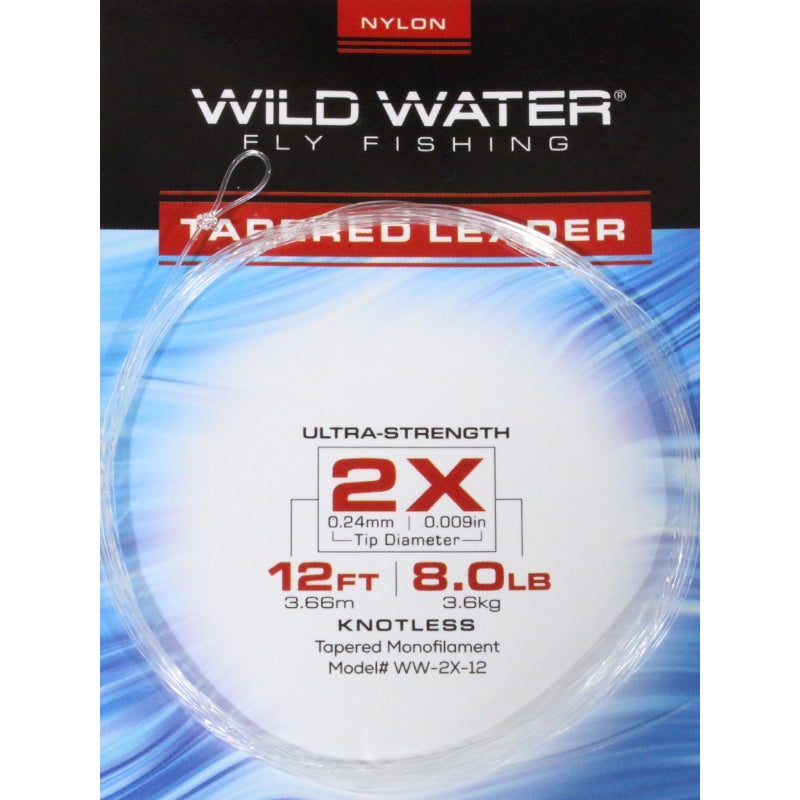12 Foot Nylon Tapered Leader 2X | Wild Water Fly Fishing
