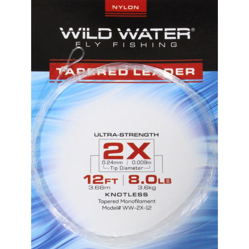 12' Tapered Nylon Monofilament Leader 2X, 6 Pack | Wild Water Fly Fishing