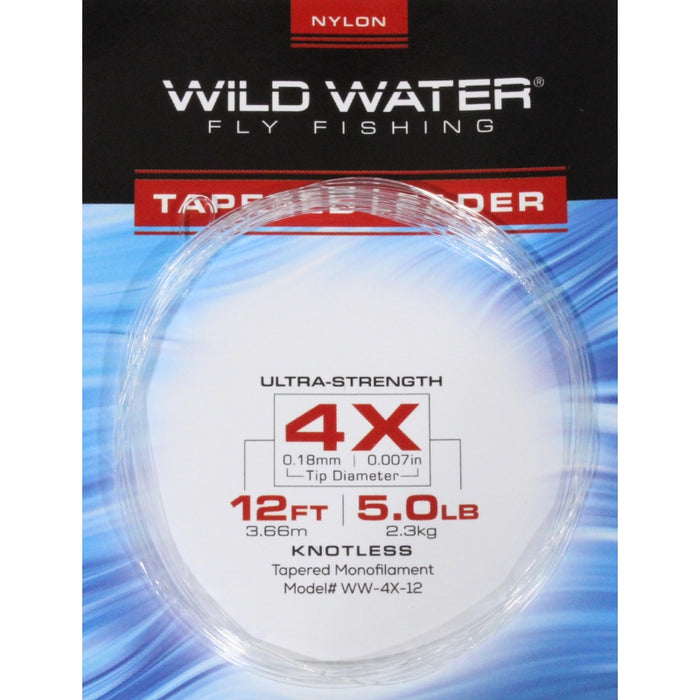 12' Tapered Nylon Monofilament Leader 4X, 6 Pack | Wild Water Fly Fishing