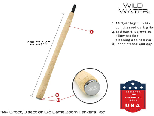 Wild Water Tenkara Zoom Fly Fishing Kit 14-16 ft Big Game Rod