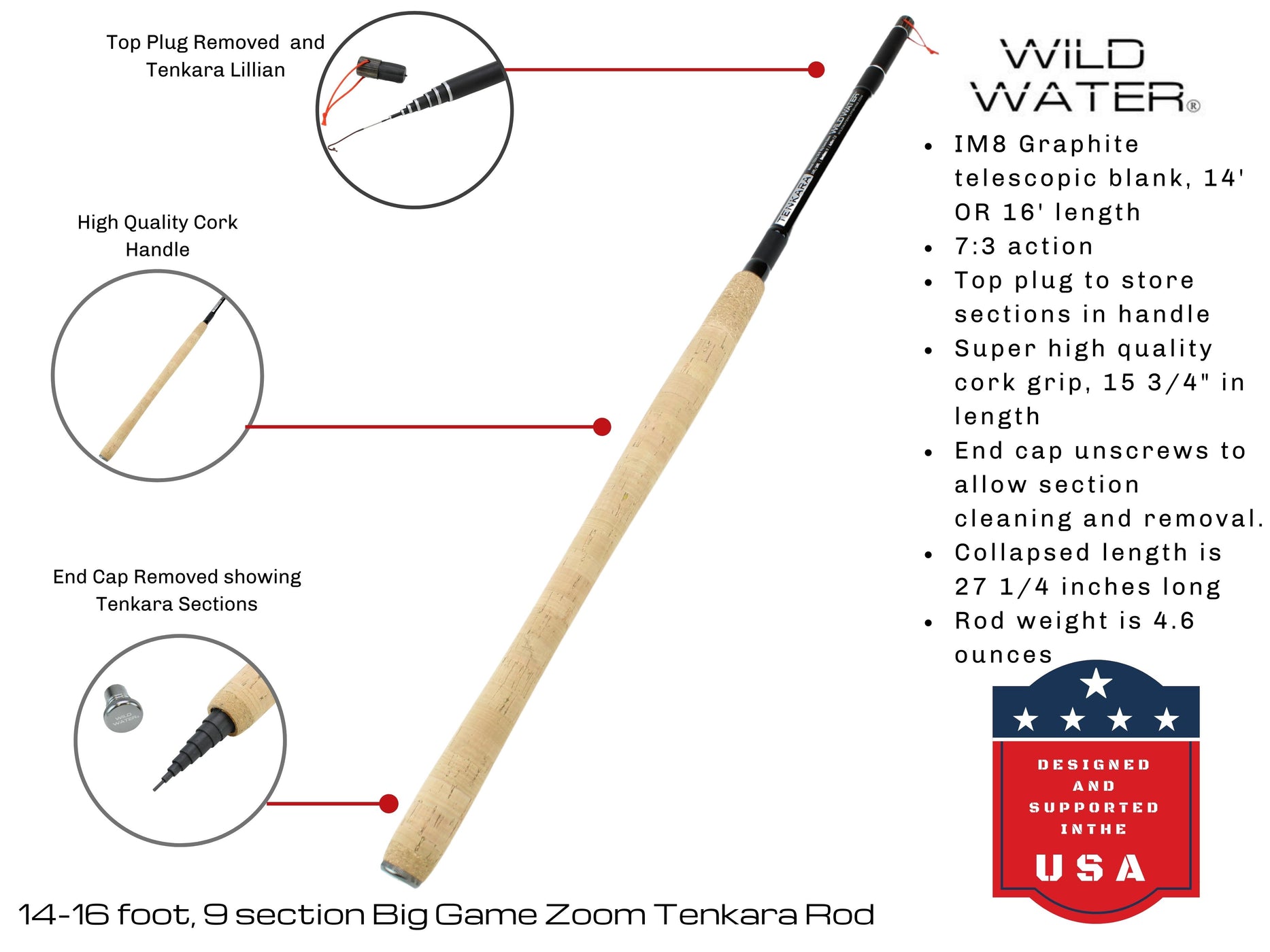 Tenkara Fly Fishing Kit 14-16 ft Big Game Zoom Rod | Wild Water Fly Fishing