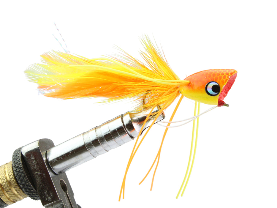 Wild Water Fly Fishing Orange and Yellow Popper, Size 1, Qty. 2