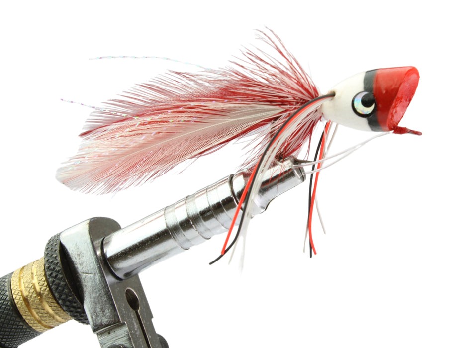 Wild Water Fly Fishing Red and White Popper, Size 1, Qty. 2