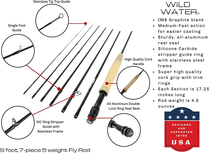 5 Weight Reel 7 Piece Fly Rod Package
