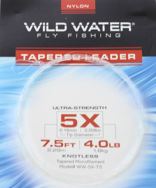 7 1/2' Tapered Nylon Monofilament Leader 5X, 6 Pack | Wild Water Fly Fishing