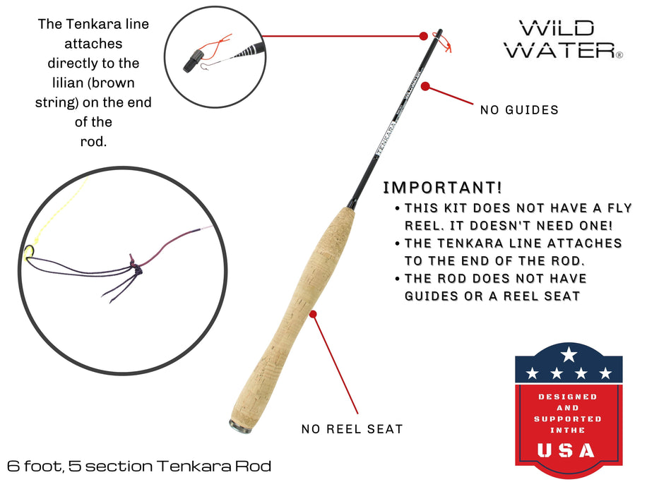 Wild Water Tenkara Fly Fishing Kit 6 ft Rod