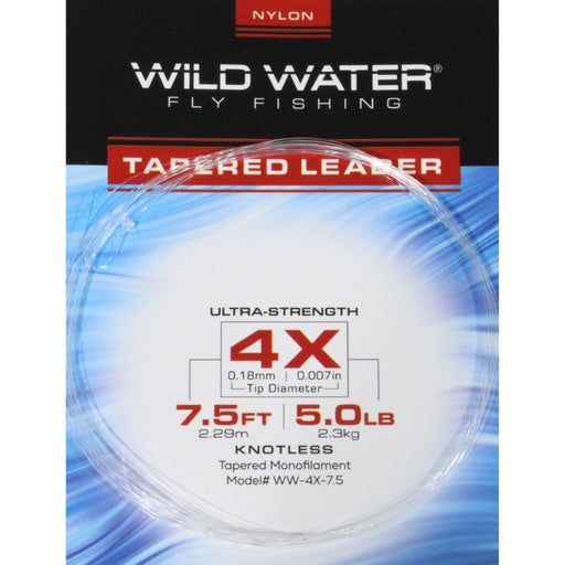 7 1/2' Tapered Nylon Monofilament Leader 4X, 6 Pack | Wild Water Fly Fishing