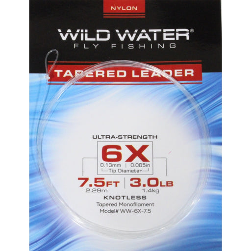 7 1/2' Tapered Nylon Monofilament Leader 6X, 6 Pack | Wild Water Fly Fishing