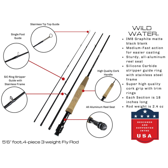 3 wt fly reels CNC Fly Reel Fly Fishing Kit, 3wt Rod | 5ft 6in | 4-piece