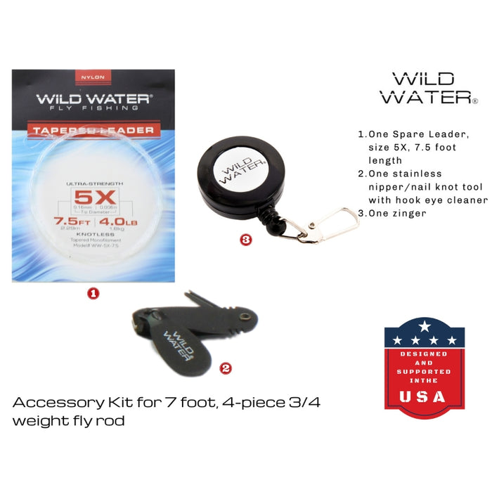 Wild Water 3/4 7 Rod Fly Fishing Complete Starter Package Wild Water 3/4 7 Rod Fly Fishing Complete Starter Package