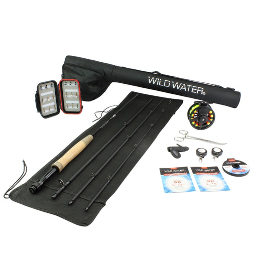 Wild Water Deluxe Fly Fishing Kit, 8 ft 5 wt 4 piece Rod Wild Water Deluxe Fly Fishing Kit, 8 ft 5 wt 4 piece Rod