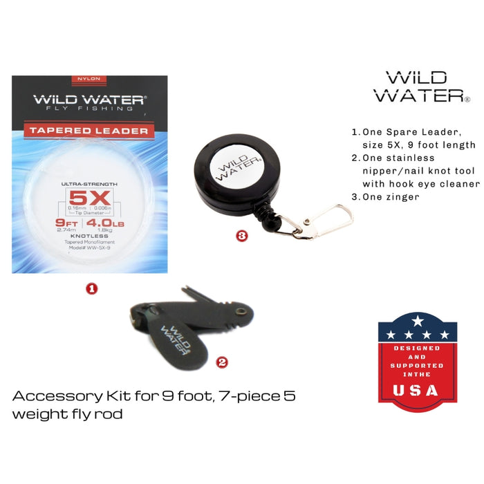 Wild Water Standard Fly Fishing Kit, 9 ft 5 wt 7 Piece Rod