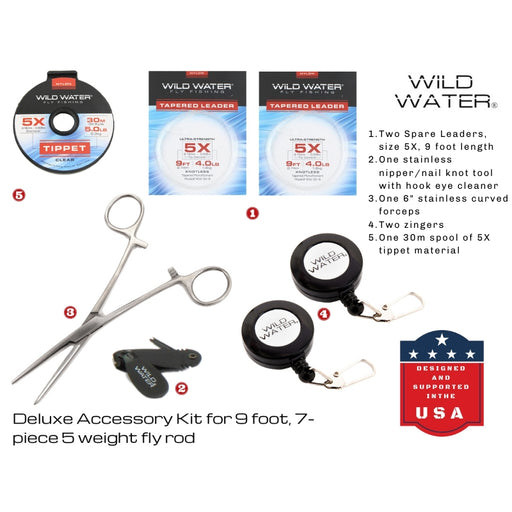 Wild Water Fly Fishing Kit with CNC Fly Reel - 9 ft 5 wt 7-piece Rod