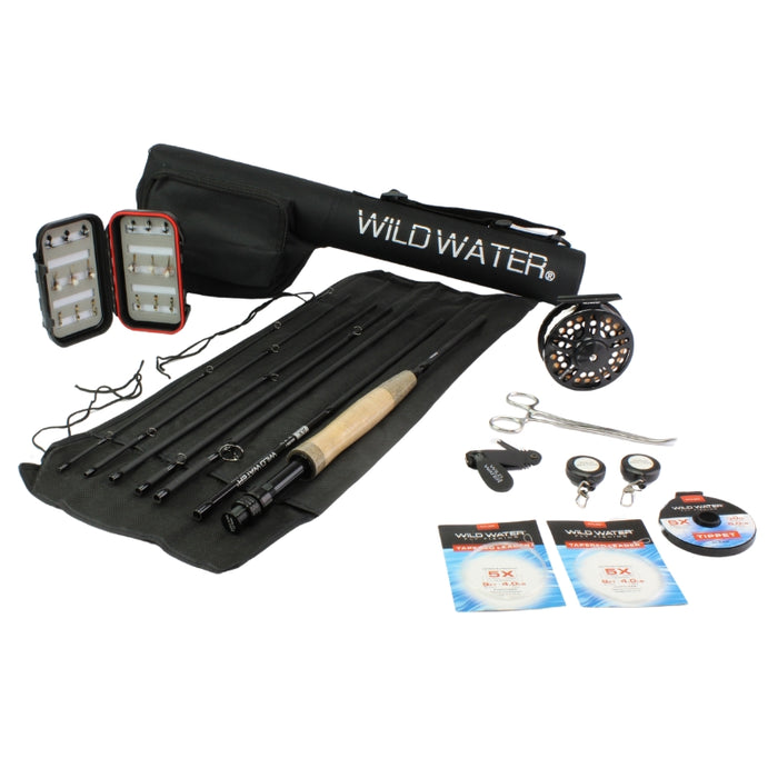 Wild Water Fly Fishing Kit with CNC Fly Reel - 9 ft 5 wt 7-piece Rod