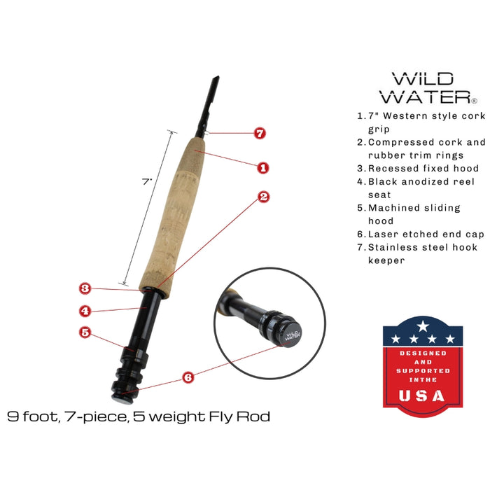 5 Weight CNC Reel 7 Piece Fly Rod Package