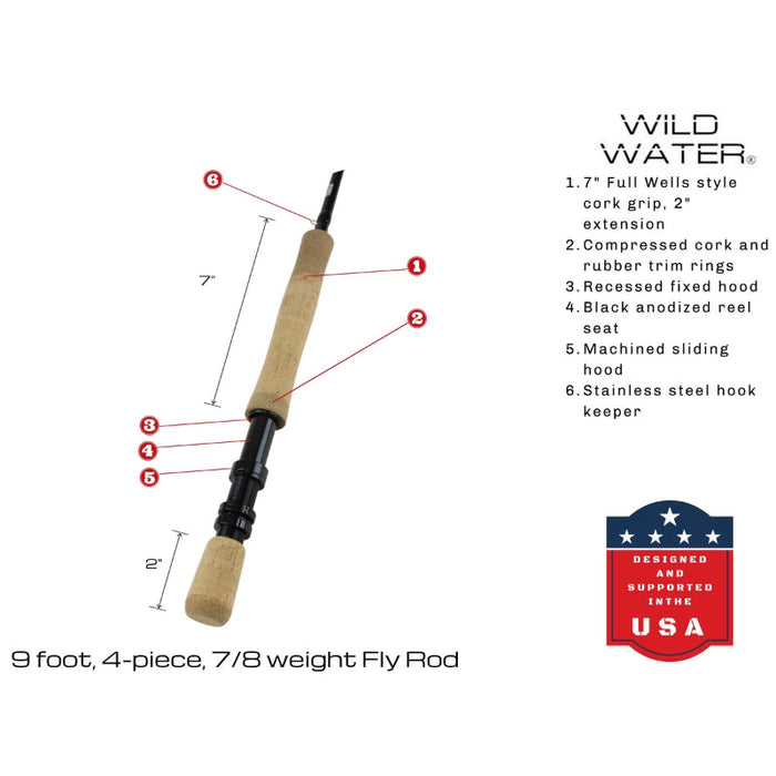 Wild Water Fly Fishing Kit, 9' 7/8 Weight Rod and Reel Package