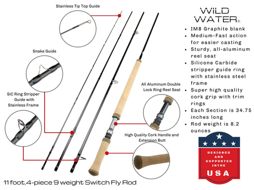 9 weight Switch Fly Rod, 11ft | 4 Piece