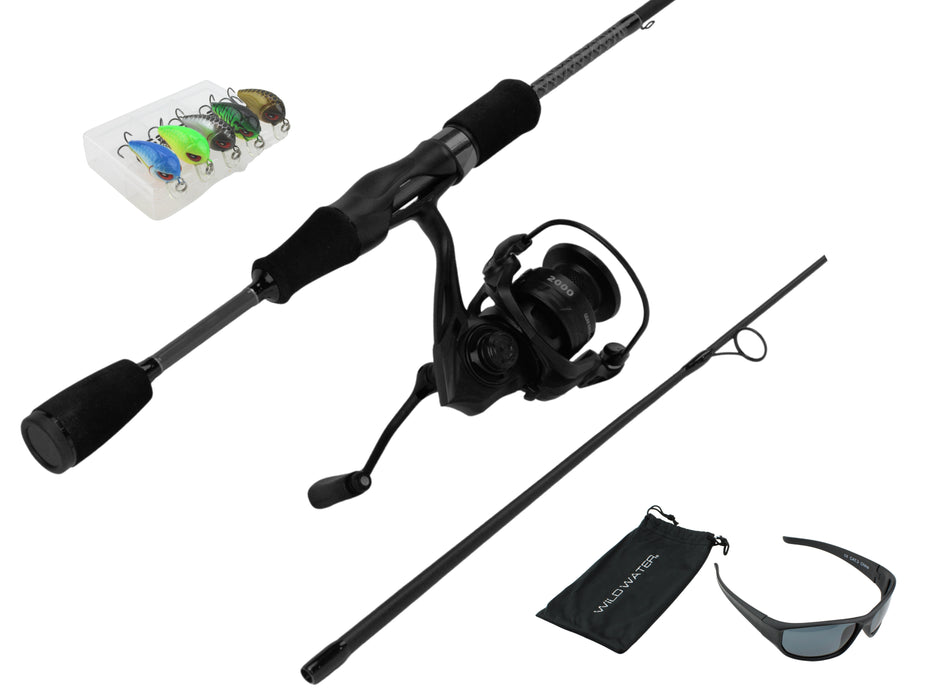 Fortis Ultra Light/Light Action 2-piece Spinning Rod and 1000 Reel with FREE lure assortment and sunglasses