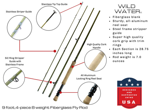 8 Weight 9' Fiberglass Rod and Reel Package 8 Weight 9' Fiberglass Rod and Reel Package