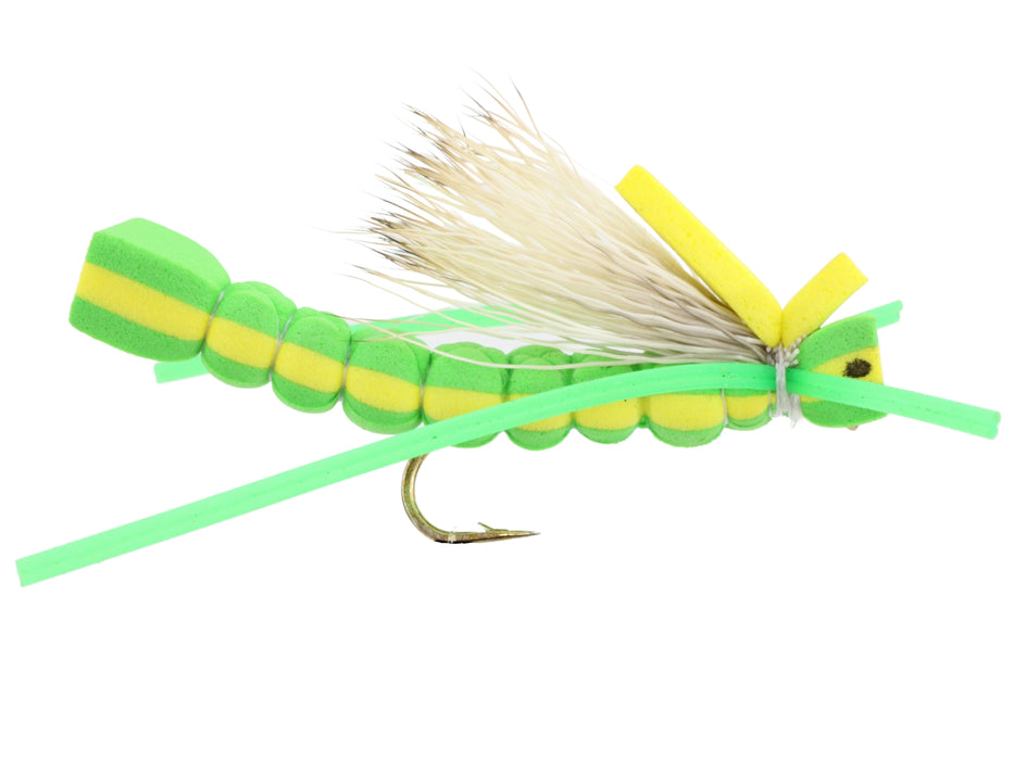 Wild Water Fly Fishing Fly Tying Material Kit, Green Foam Grasshopper, size 8
