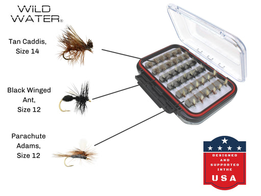 Dry Fly Assortment, 72 Flies with Large Fly Box | Wild Water Fly Fishing