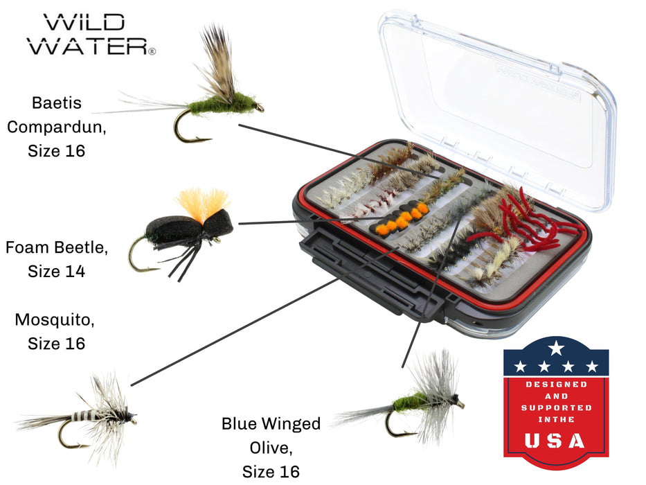 Wild Water Most Popular Flies Mega Assortment, 120 Flies with Large Fly Box