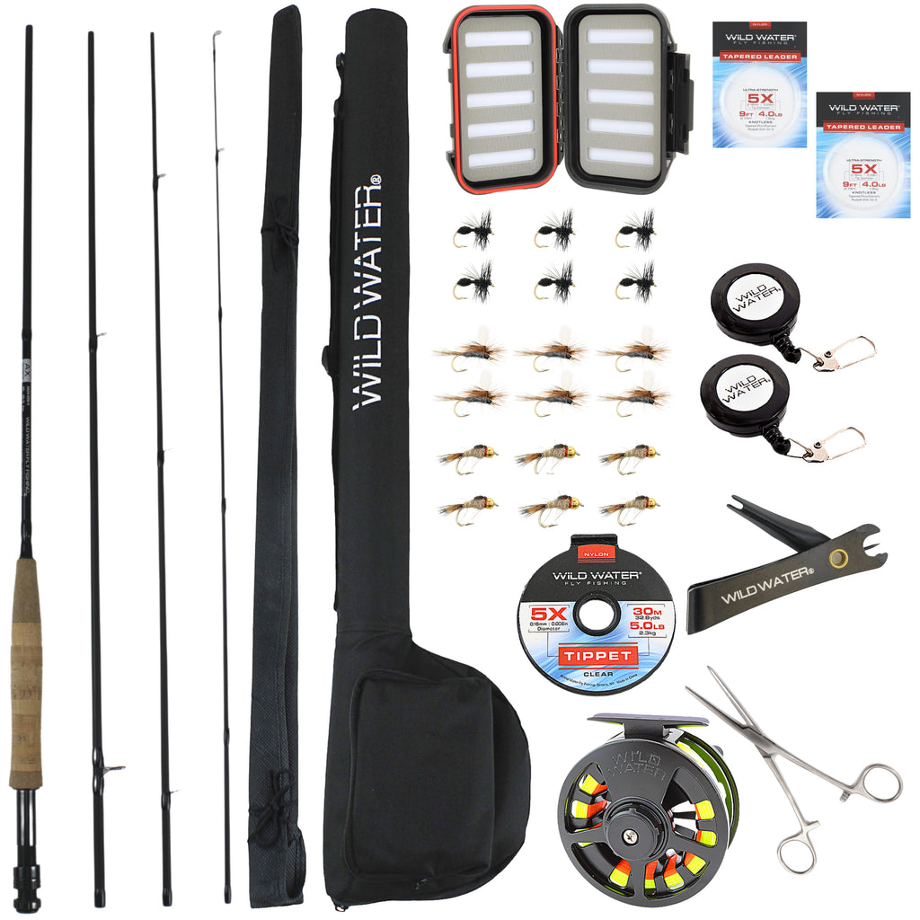SF Fly Fishing Medium-Fast Action Rod Combo Kit 4 Piece 5/6wt 9FT for New  and Younger Anglers