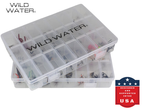 Wild Water Premium Fly Assortment, 123 Flies with 2 Clear Fly Boxes