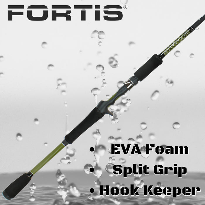6'6" Fiberglass/Graphite Casting Rod, Medium Heavy Action | 2 Piece | FORTIS