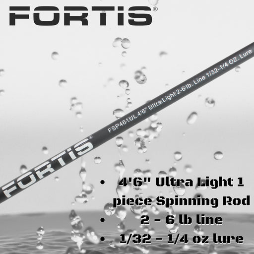 4'6" Ultra Light Action 1 Piece Fiberglass/Graphite Spinning Rod and 1000 Spinning Reel Package | FORTIS