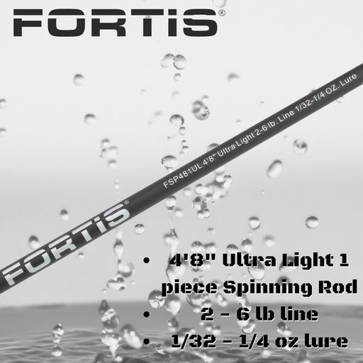 4'8" Ultra Light Action 1 Piece Fiberglass/Graphite Spinning Rod and 1000 Spinning Reel Package | FORTIS