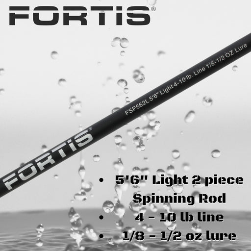 5'6" Light Action 2 Piece Fiberglass/Graphite Spinning Rod | FORTIS