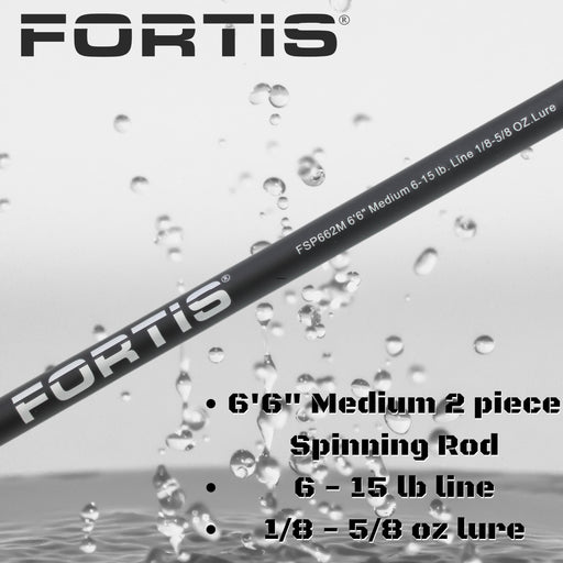 6'6" Medium Action 2 Piece Fiberglass/Graphite Spinning Rod | FORTIS