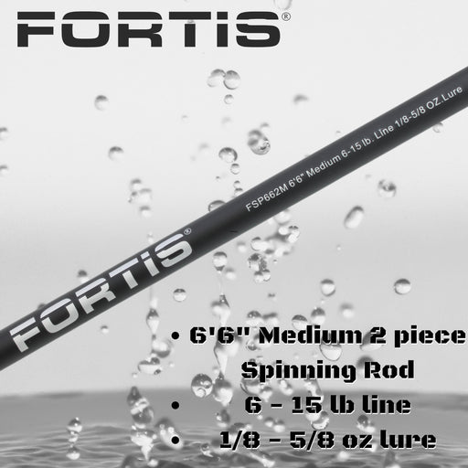 6'6" Medium Action 2 Piece Fiberglass/Graphite Spinning Rod and 4000 Spinning Reel Package | FORTIS