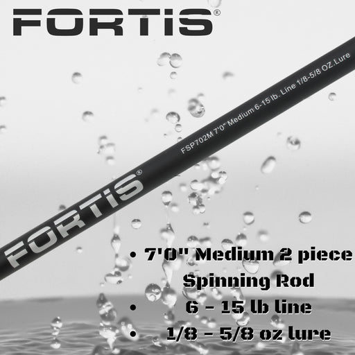 7' Medium Action 2 Piece Fiberglass/Graphite Spinning Rod and 4000 Spinning Reel Package | FORTIS