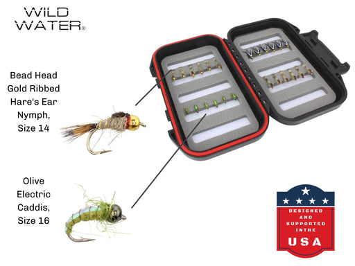 Wild Water Nymph Assortment, 24 Flies with Small Fly Box