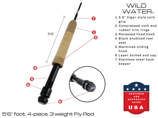 5 ft 6 in, 3 wt, 4-piece Wild Country Rod | Wild Water Fly Fishing