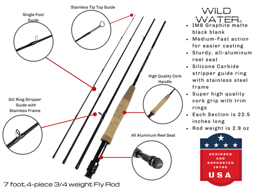 Wild Water Fly Fishing AX34-070-4 Fly Rod