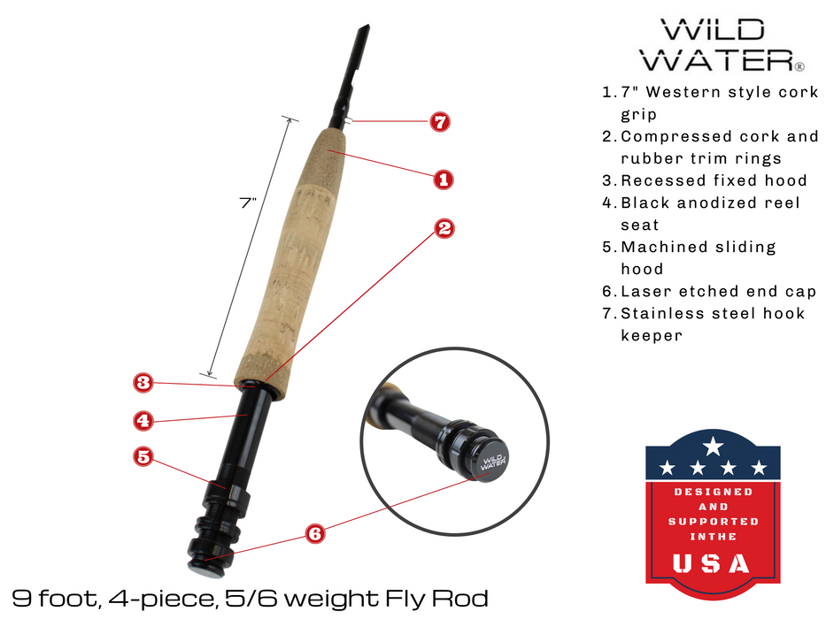 Wild Water Fly Fishing AX56-090-4 Fly Rod