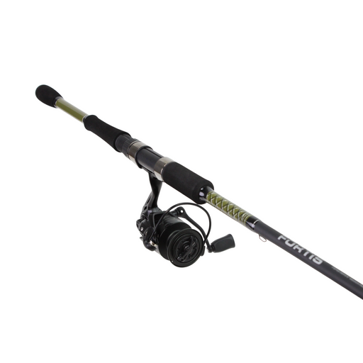 FORTIS 6'6" Medium Action 2 Piece Fiberglass Spinning Rod and 4000 Spinning Reel Package