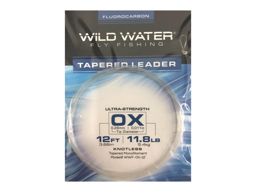 Wild Water Fly Fishing Fluorocarbon Leader 0X, 12', 3 Pack