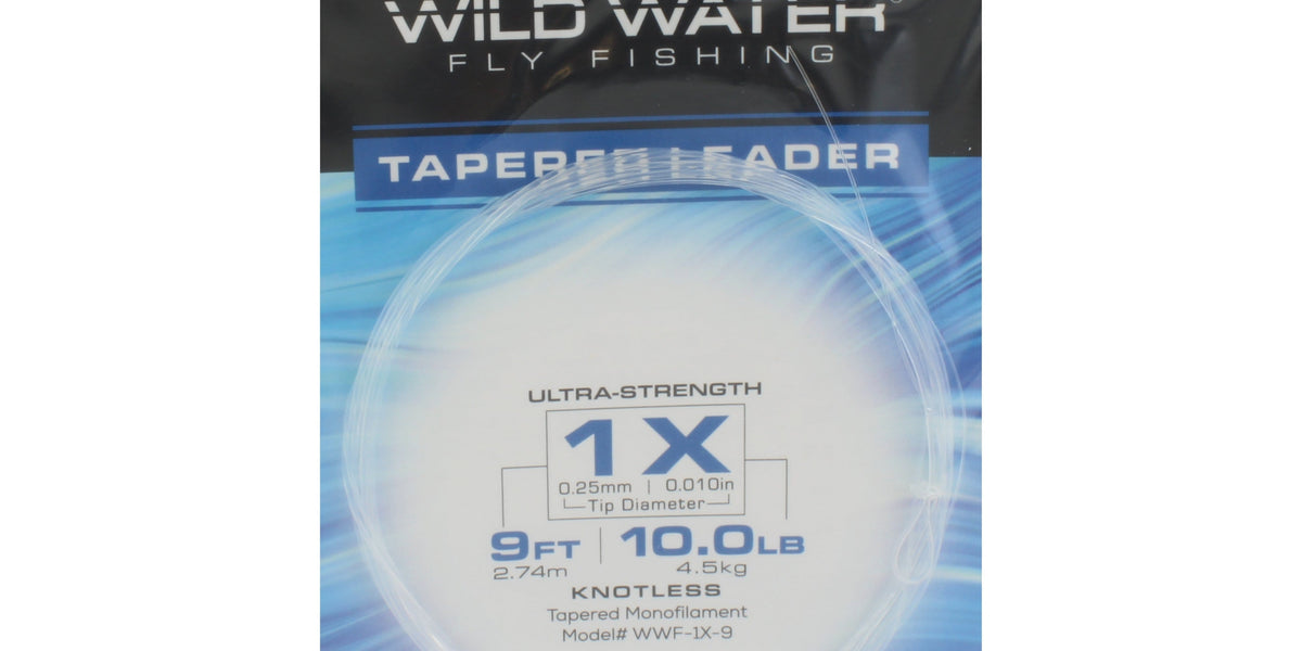 Wild Water Fly Fishing Fluorocarbon Leader 1X, 9 Foot, 3 Pack