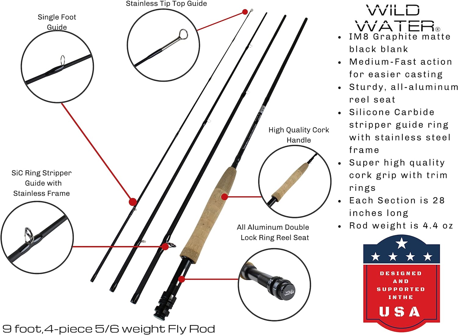 Fly Fishing Rod & Reel Combo 5/6 wt with Accessories