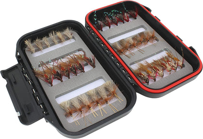 Caddis Fly Assortment, 36 Flies with Small Fly Box | Wild Water Fly Fishing