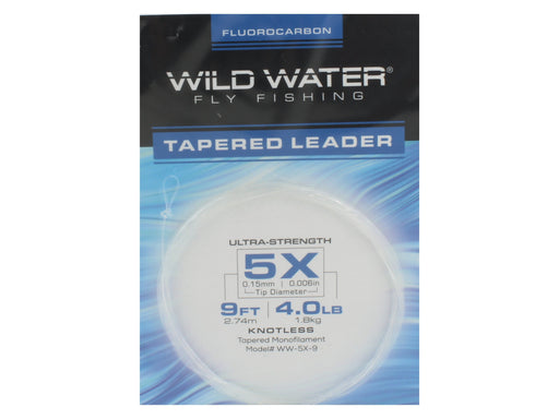 Wild Water Fly Fishing Fluorocarbon Leader 5X, 9 Foot, 3 Pack