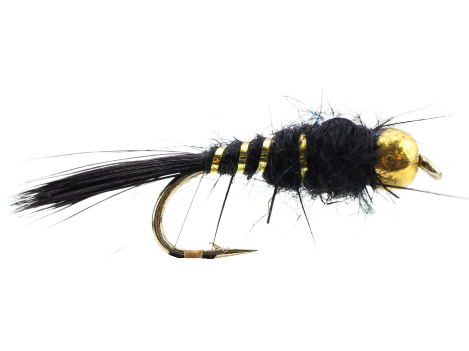 Wild Water Fly Fishing Bead Head Black Flashback Nymph, Size 12, Qty. 6