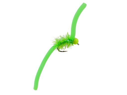 Wild Water Fly Fishing Tungsten Bead Head Chartreuse Squirmy Worm 2.0, Size 12, Qty. 6