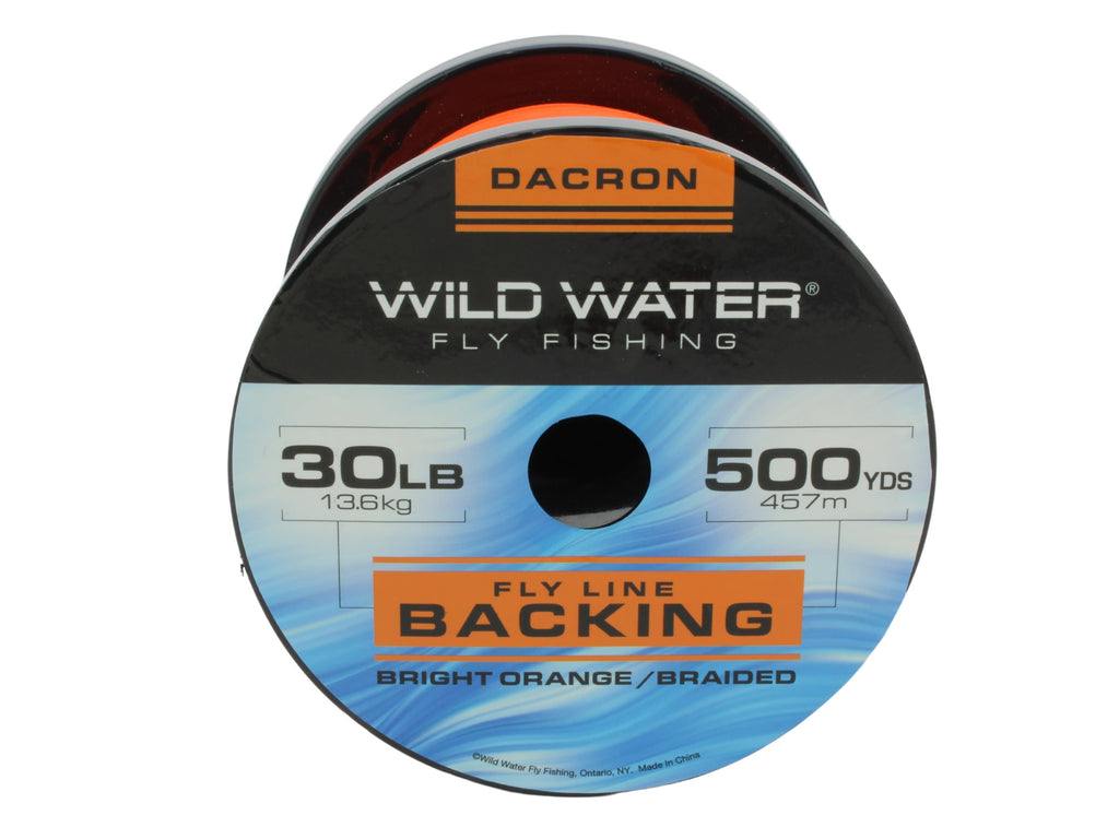 Wild Water Fly Fishing Braided Dacron Backing Spool, 30# 500 yards, Bright  Orange